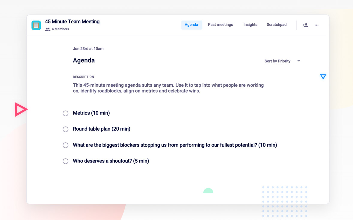 Example of a meeting agenda