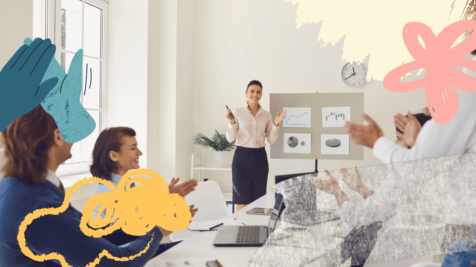 Manager presenting in front of her direct reports