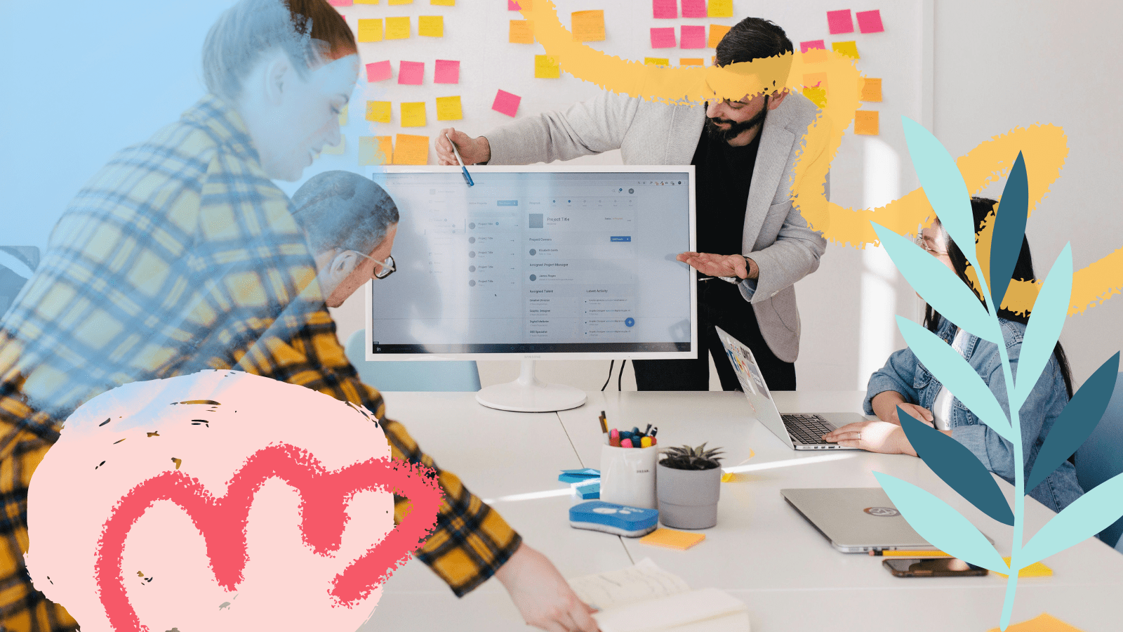 Team working together to set team goals