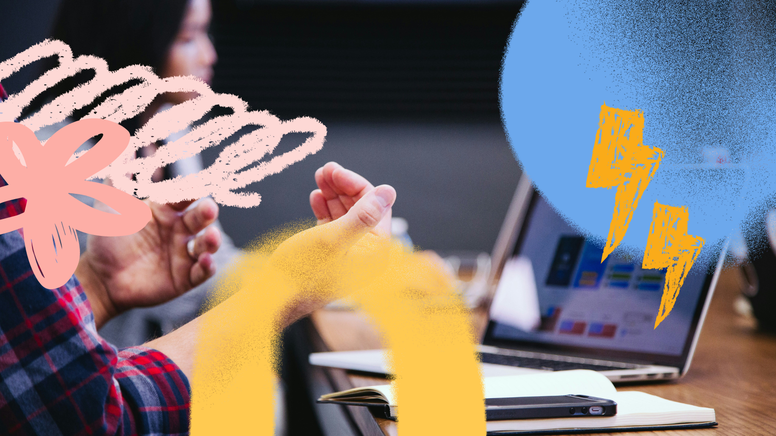 Sales manager on a call explaining something to their team