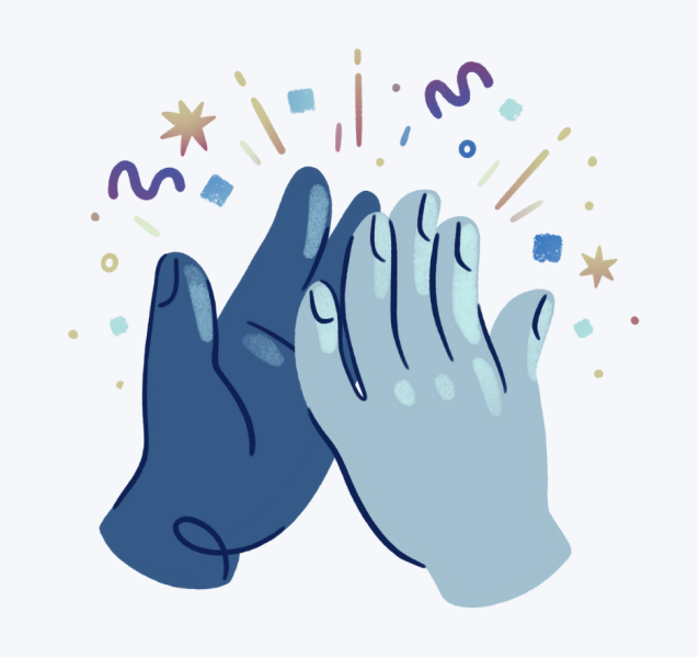 An image of two hands doing a high five
